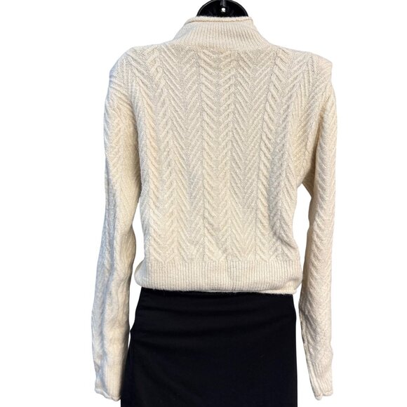 ASTR The Label Womens Sweater S Ivory Cable Knit Mock Neck Cropped - Picture 2 of 11